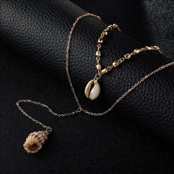 Gorgeous SeaShell Double Layered Gold Necklace (V2 - Picture 4 of 7